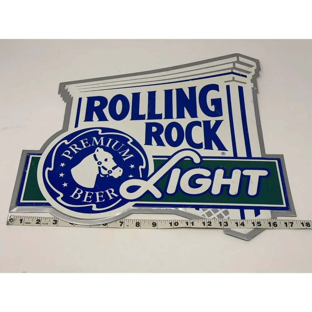 Rolling Rock Light Premium Beer Sign - Breweriana Theme Bar Decor
